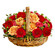 Chianti. The captivating beauty of this sophisticated arrangement of peach roses, red carnation and red gerberas with green fillers in a wicker basket will be an outstanding present!. Den Haag