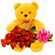 Best holiday. A happy teddy bear (30 inches) with a bouquet of beautiful crimson roses.. Den Haag